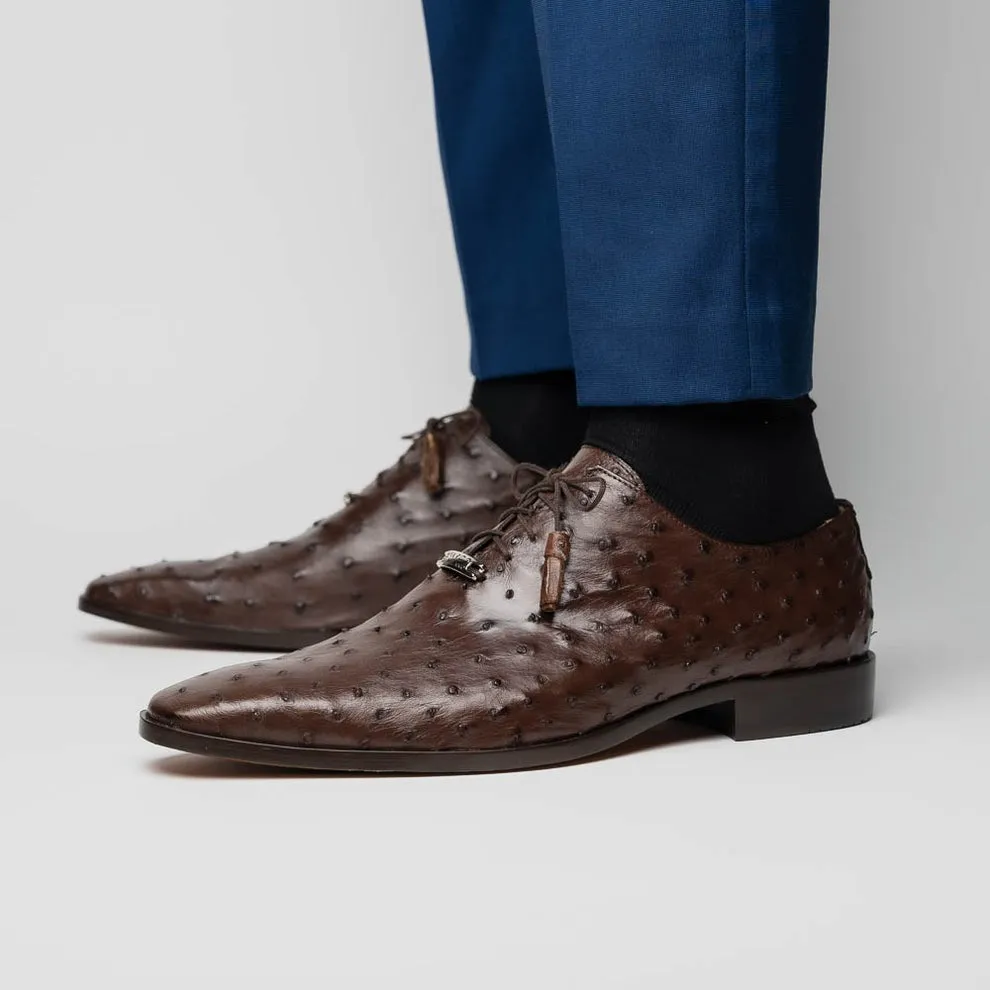 Marco Di Milano Criss Men's Shoes Exotic Ostrich Quill Dress Oxfords (MDM1073)