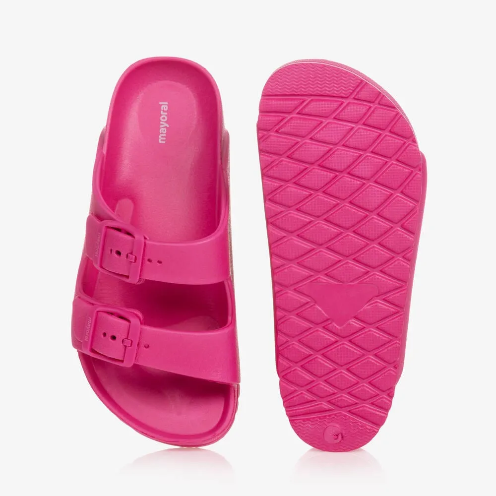 Mayoral Double Strap Slide Sandals in Fuchsia