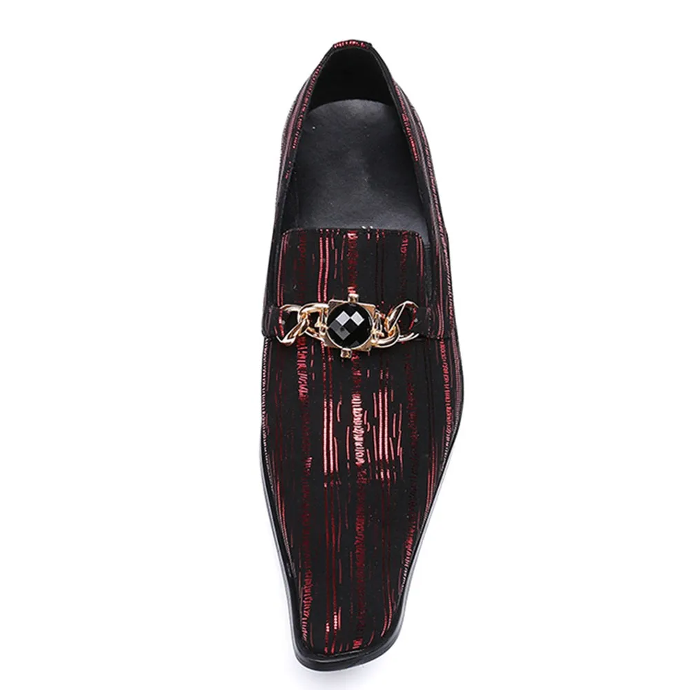 Men Pointed Toe Decoration Printed Oxford Shoes