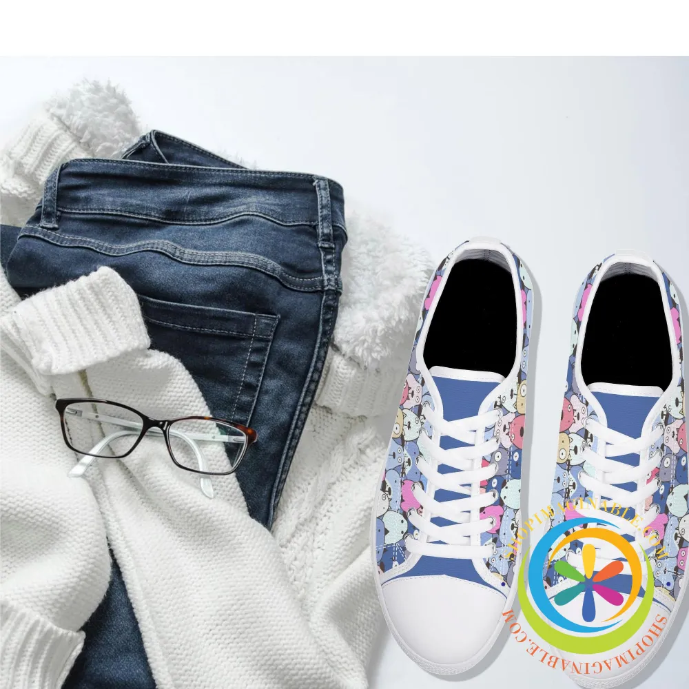My Dog Walking Ladies Low Top Canvas Shoes