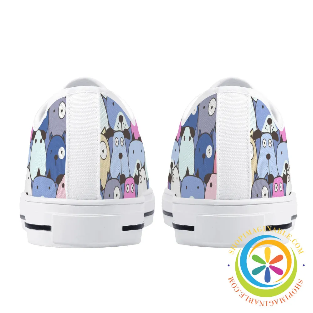 My Dog Walking Ladies Low Top Canvas Shoes