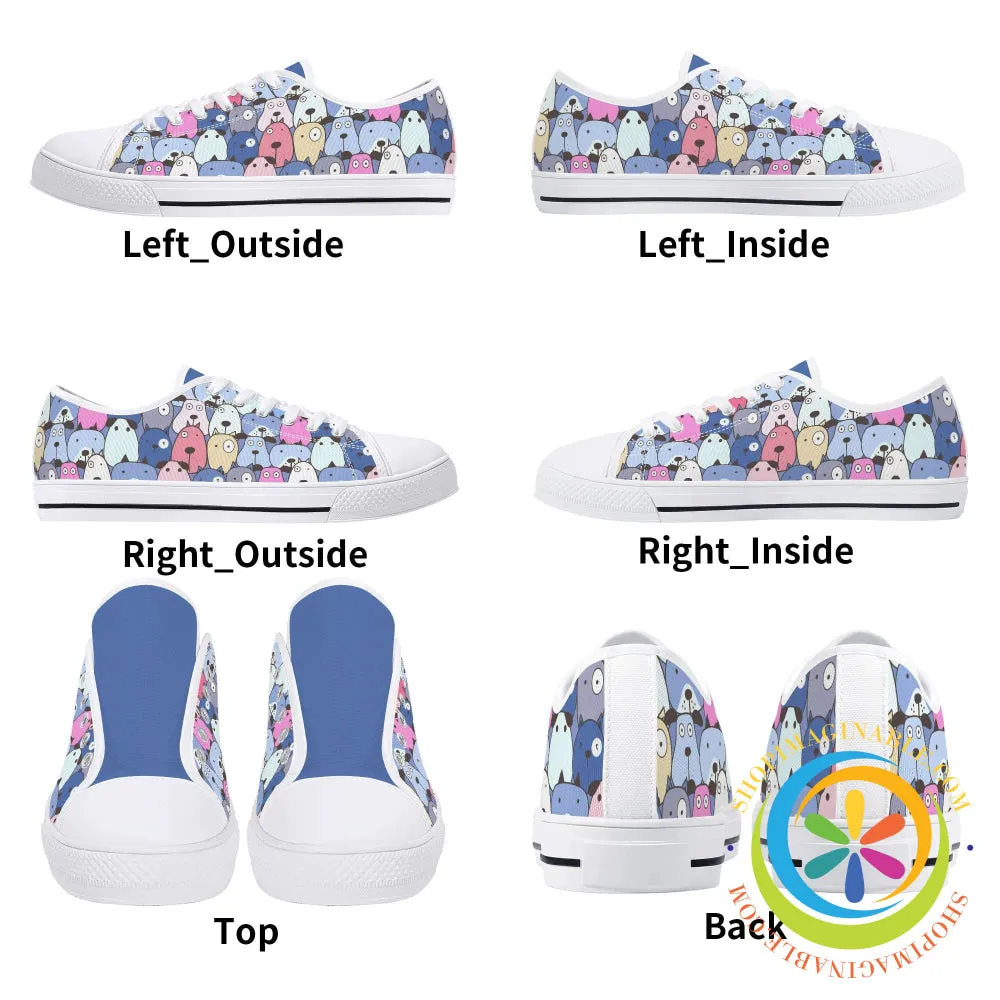 My Dog Walking Ladies Low Top Canvas Shoes