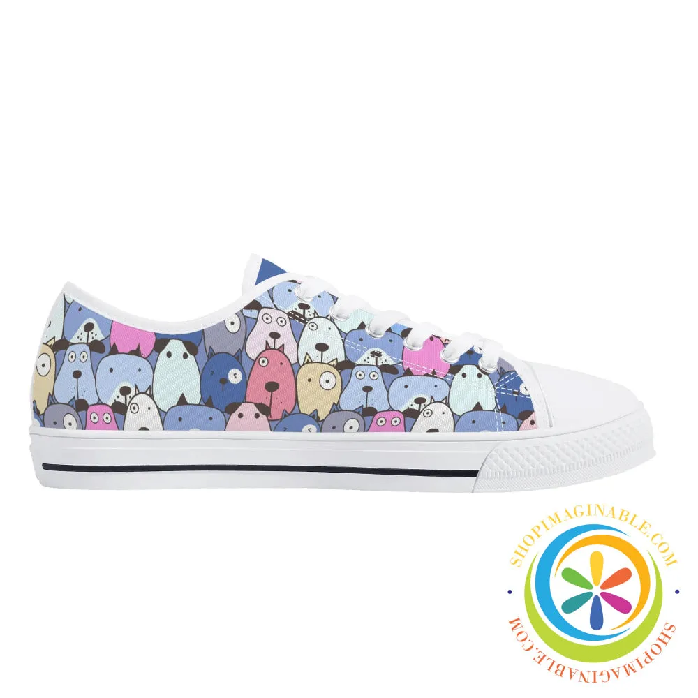My Dog Walking Ladies Low Top Canvas Shoes