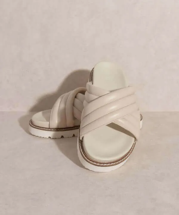 OASIS SOCIETY Grace - Puffed Cross Strap Slide Sandals