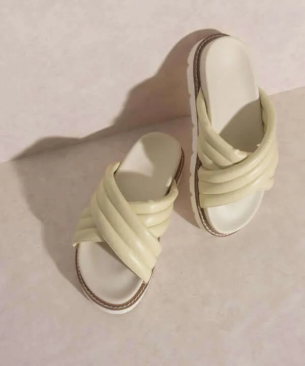 OASIS SOCIETY Grace - Puffed Cross Strap Slide Sandals