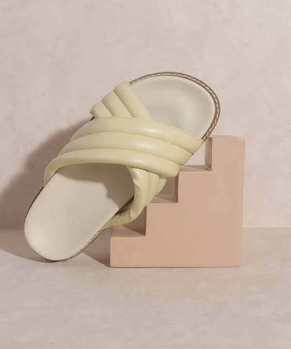 OASIS SOCIETY Grace - Puffed Cross Strap Slide Sandals