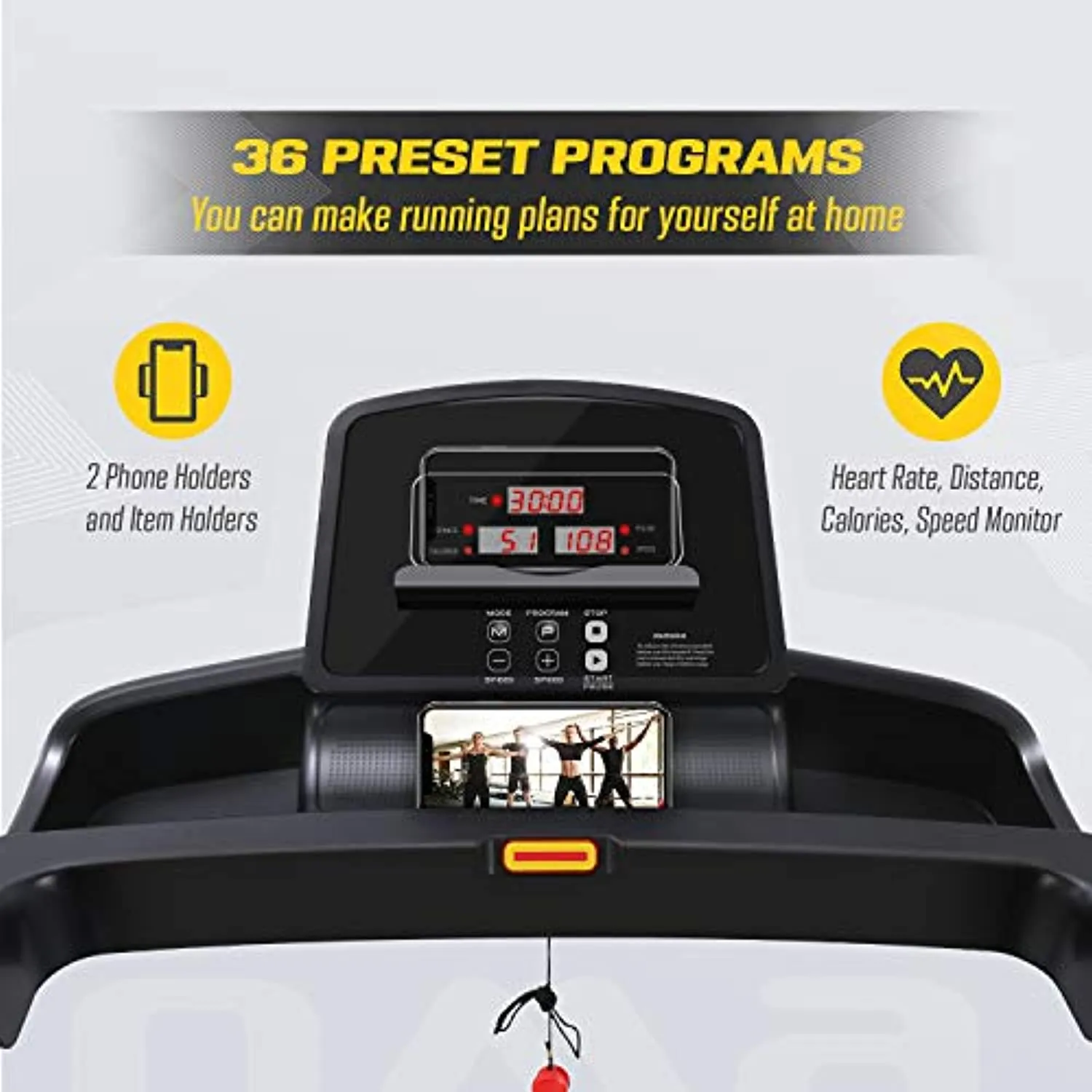 OMA Treadmills for Home 5108EB 1012EB with Max 2.25 HP 300 LBS Capacity Folding Treadmill for Running and Walking Jogging Exercise with 36 Preset Programs, Tracking Pulse, Calories