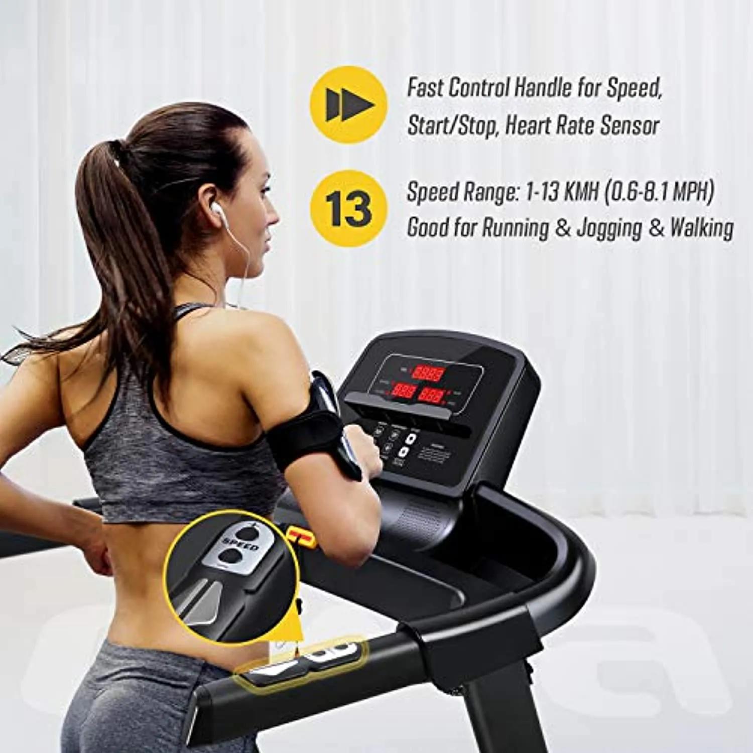 OMA Treadmills for Home 5108EB 1012EB with Max 2.25 HP 300 LBS Capacity Folding Treadmill for Running and Walking Jogging Exercise with 36 Preset Programs, Tracking Pulse, Calories
