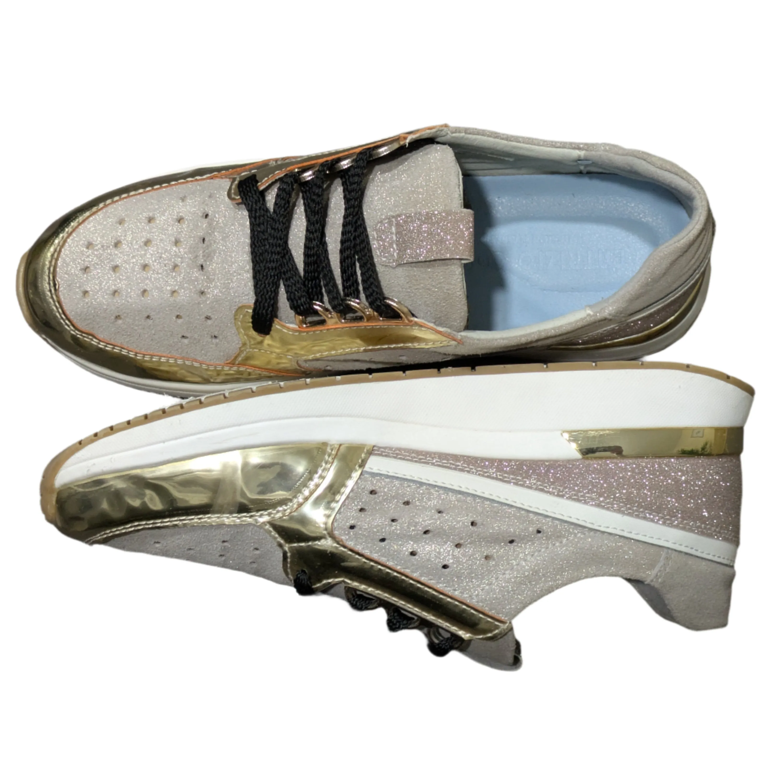 Patrizio Gold Glitz Trainers Size UK 6 / EU 39 / US 8