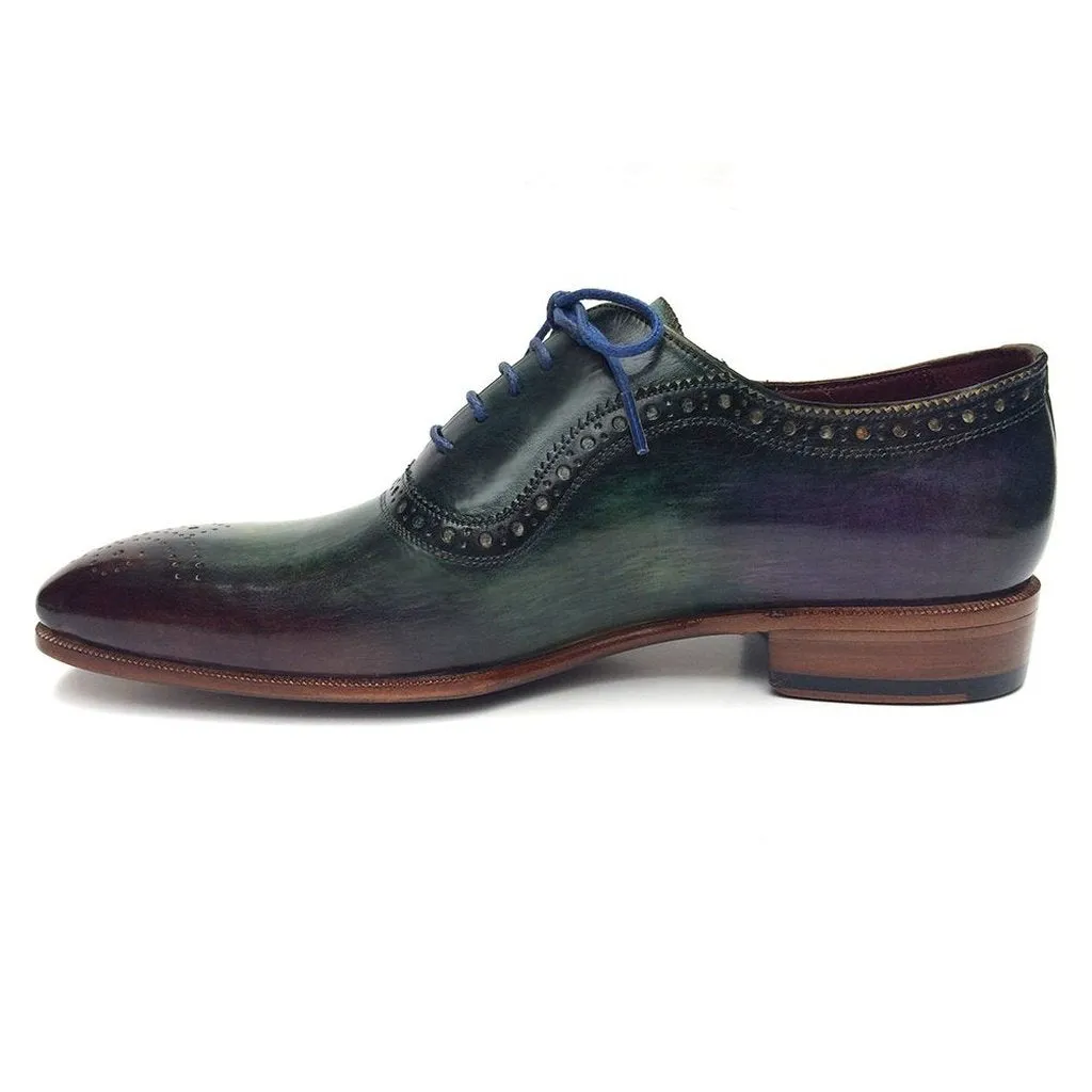 Paul Parkman Green & Purple Handmade Oxfords (ID#OPK215C)