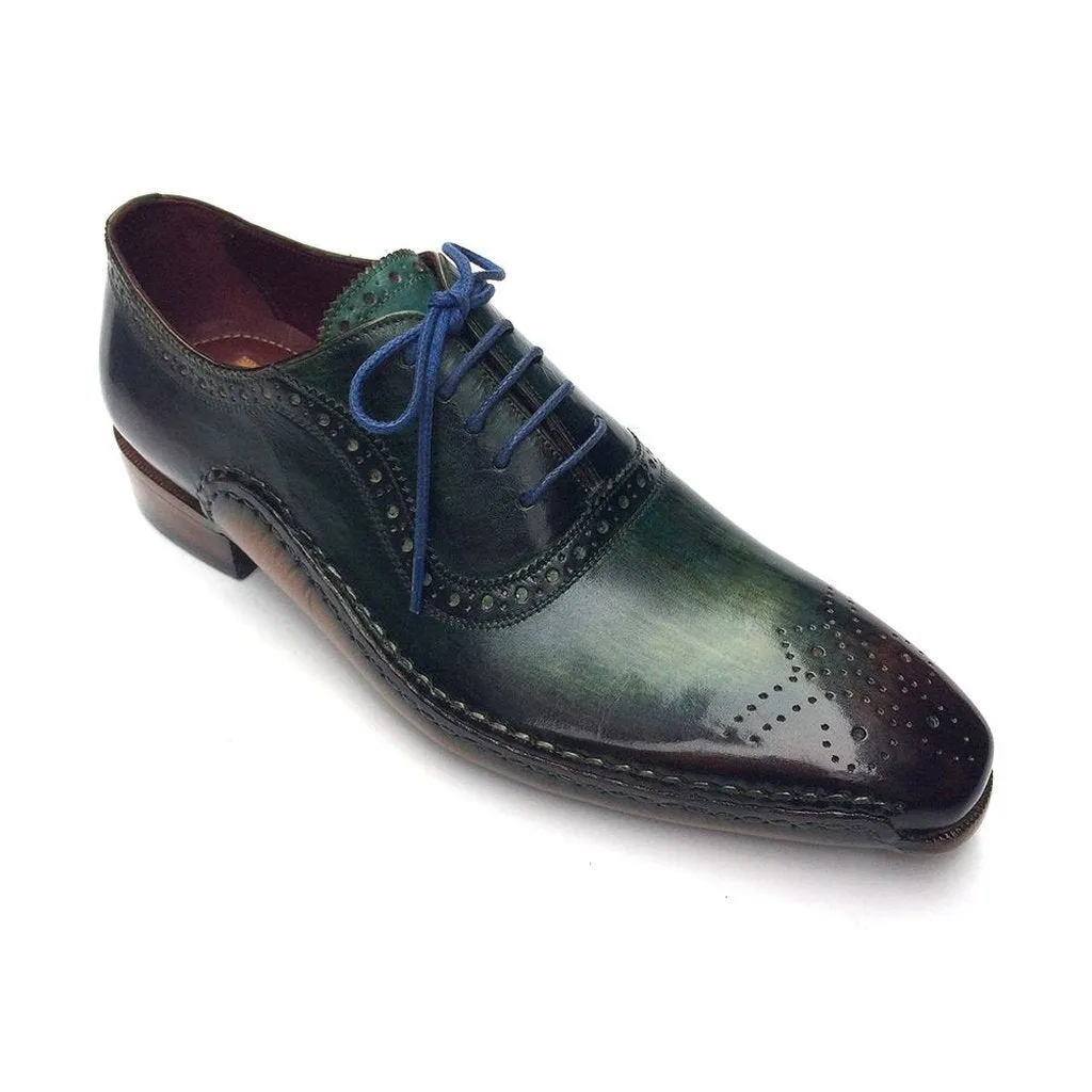 Paul Parkman Green & Purple Handmade Oxfords (ID#OPK215C)