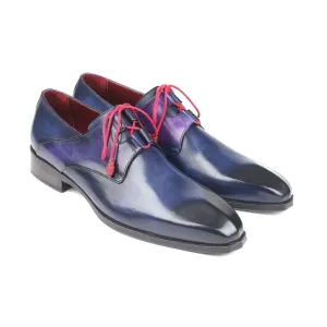 Paul Parkman Handmade Designer Shoes Men's Blue Ghillie Lacing Calfskin Oxfords GT511BLU (PM5704)