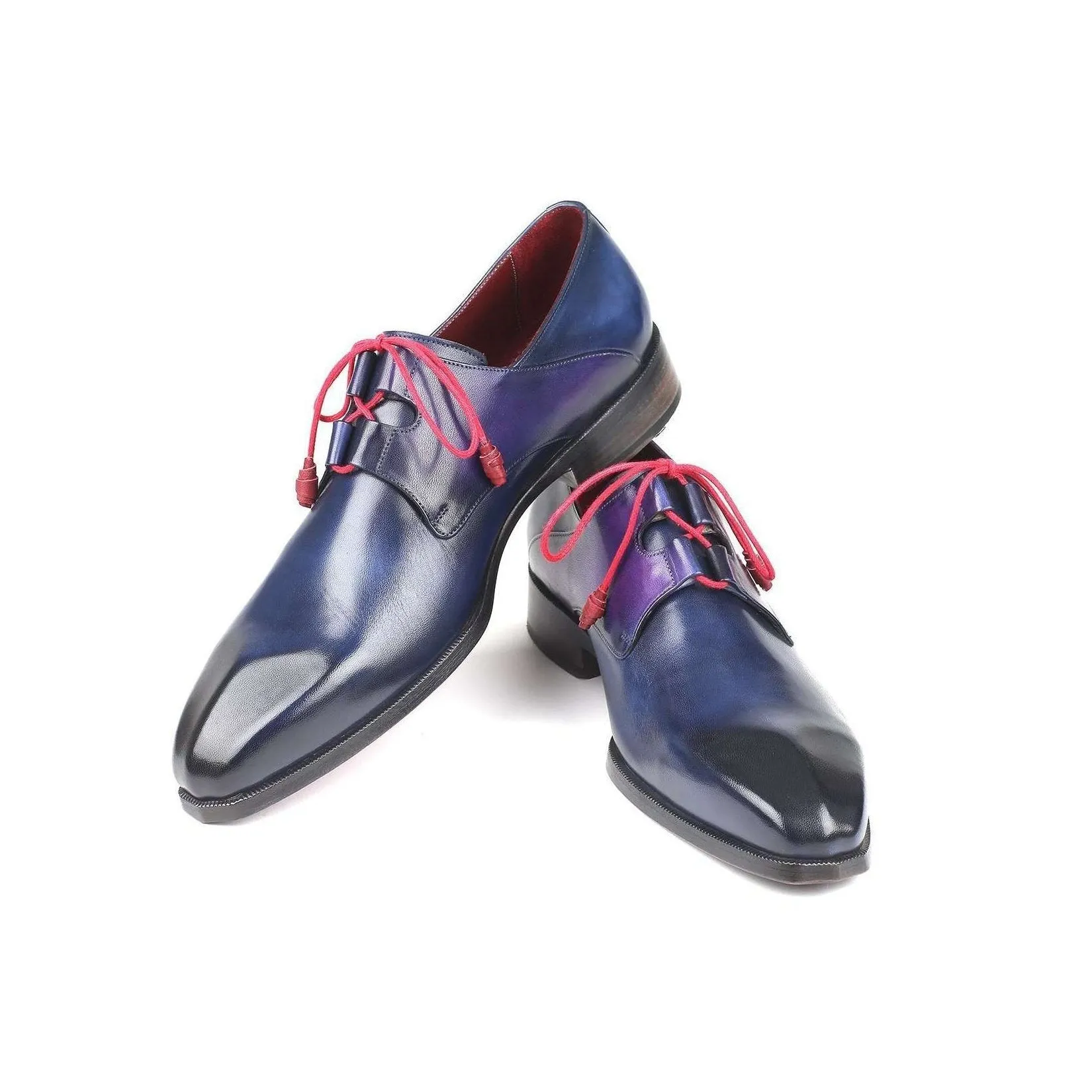 Paul Parkman Handmade Designer Shoes Men's Blue Ghillie Lacing Calfskin Oxfords GT511BLU (PM5704)