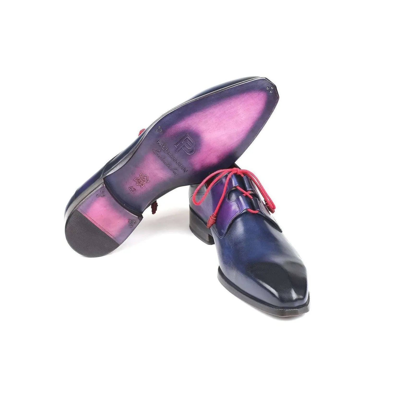 Paul Parkman Handmade Designer Shoes Men's Blue Ghillie Lacing Calfskin Oxfords GT511BLU (PM5704)
