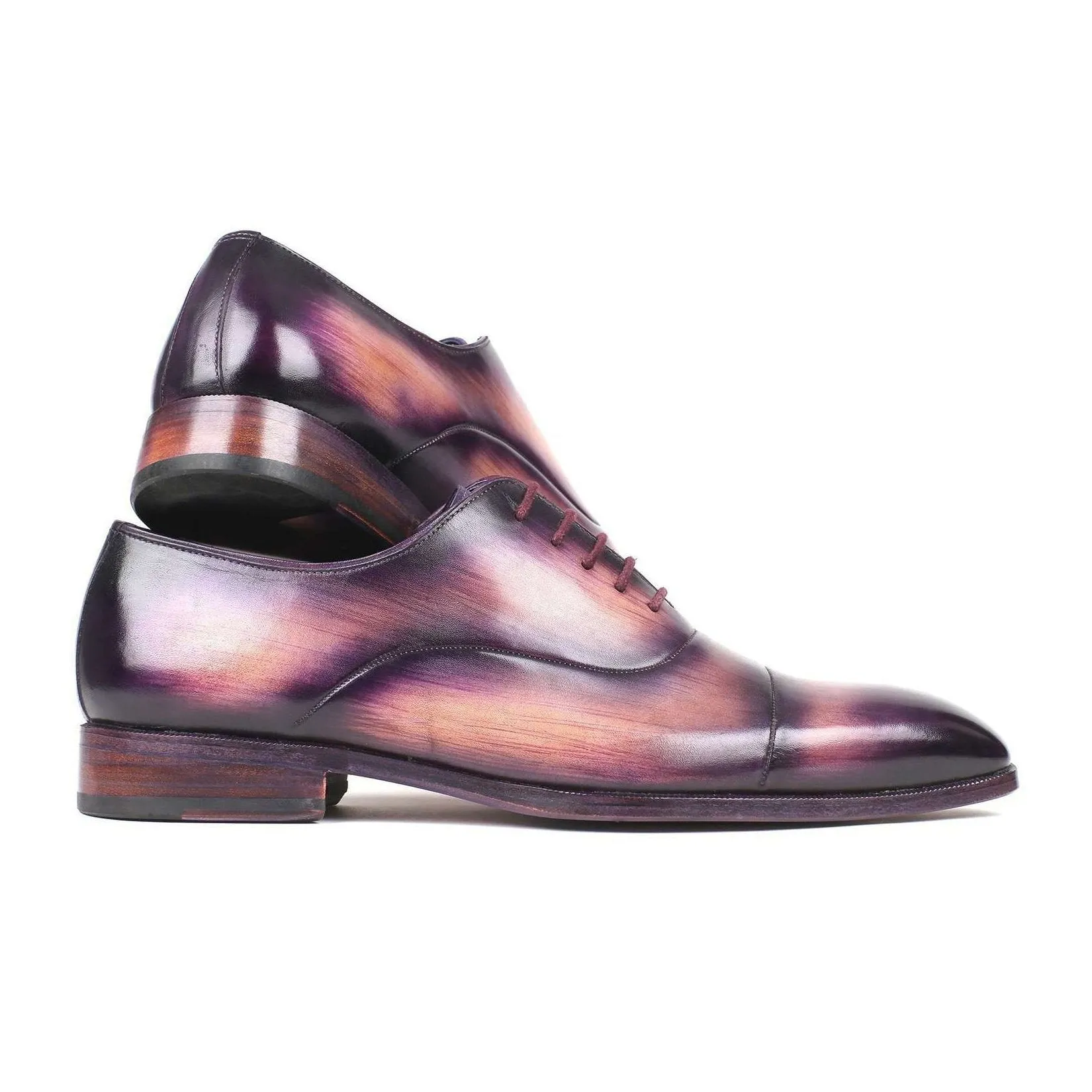 Paul Parkman Handmade Designer Shoes Men's Cap-Toe Purple Oxfords (PM5855)