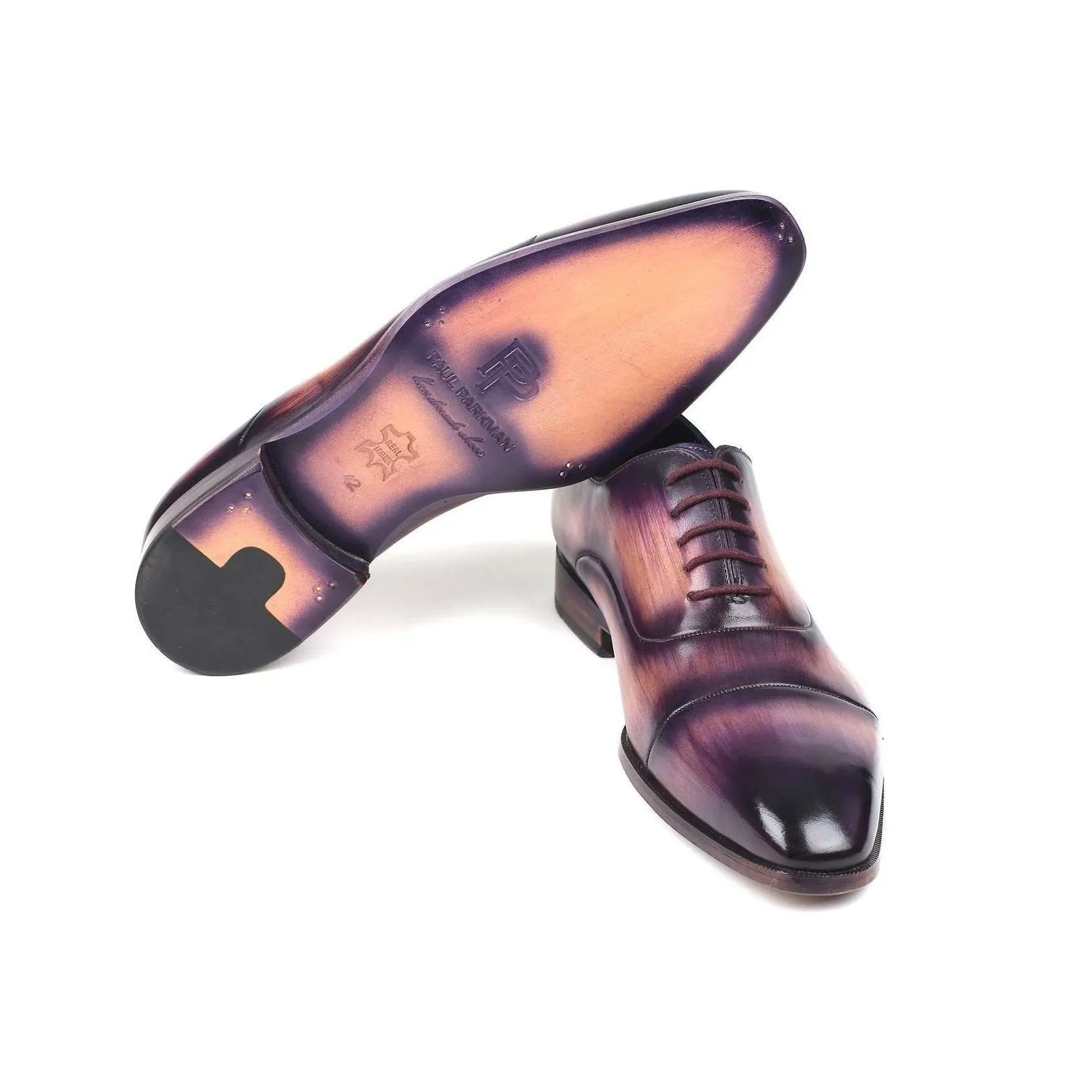 Paul Parkman Handmade Designer Shoes Men's Cap-Toe Purple Oxfords (PM5855)