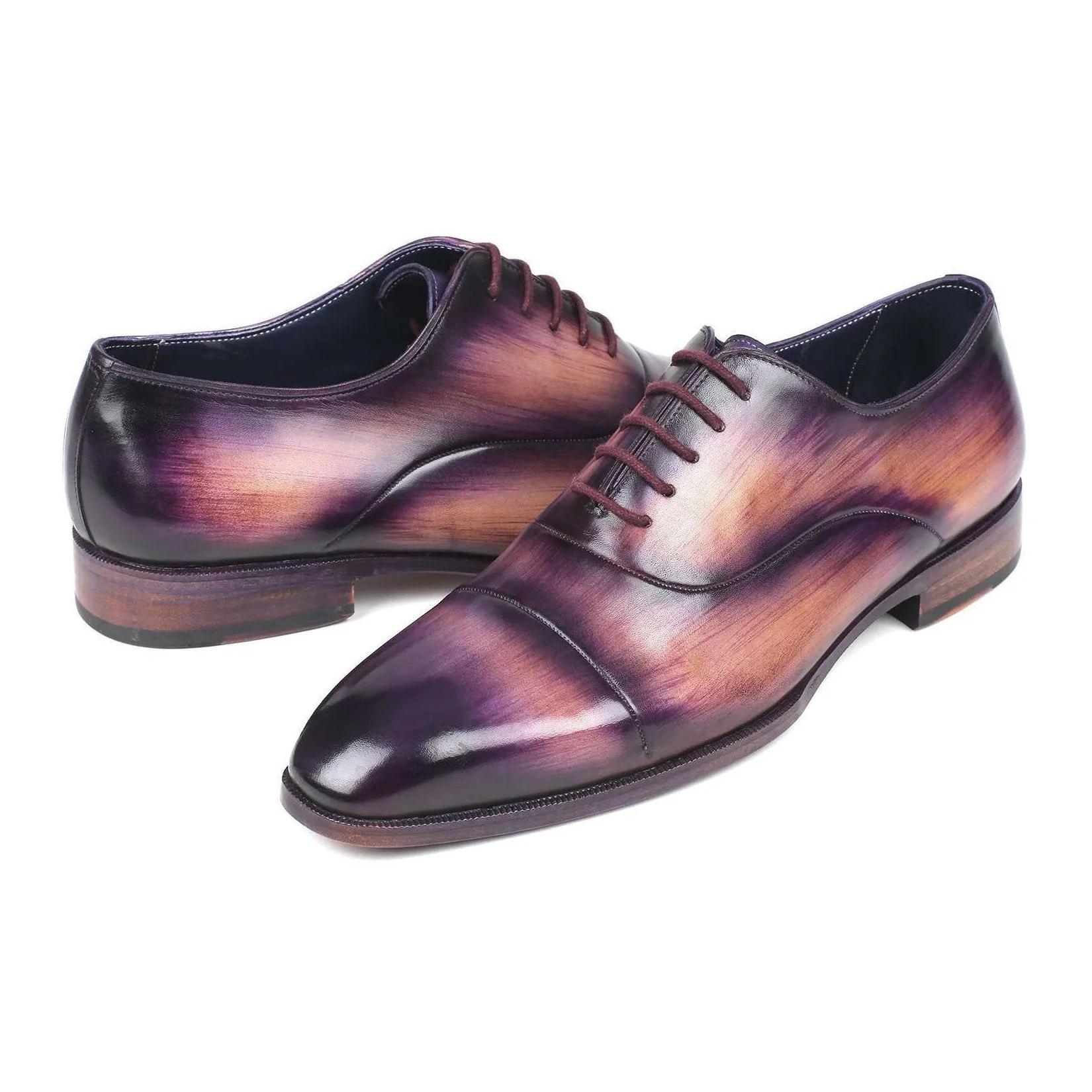Paul Parkman Handmade Designer Shoes Men's Cap-Toe Purple Oxfords (PM5855)