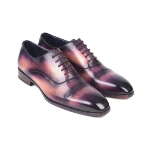 Paul Parkman Handmade Designer Shoes Men's Cap-Toe Purple Oxfords (PM5855)