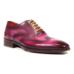 Paul Parkman Handmade Designer Shoes Men's Designer Shoes Wingtip Hand-Painted Lilac Oxfords (PM3012)