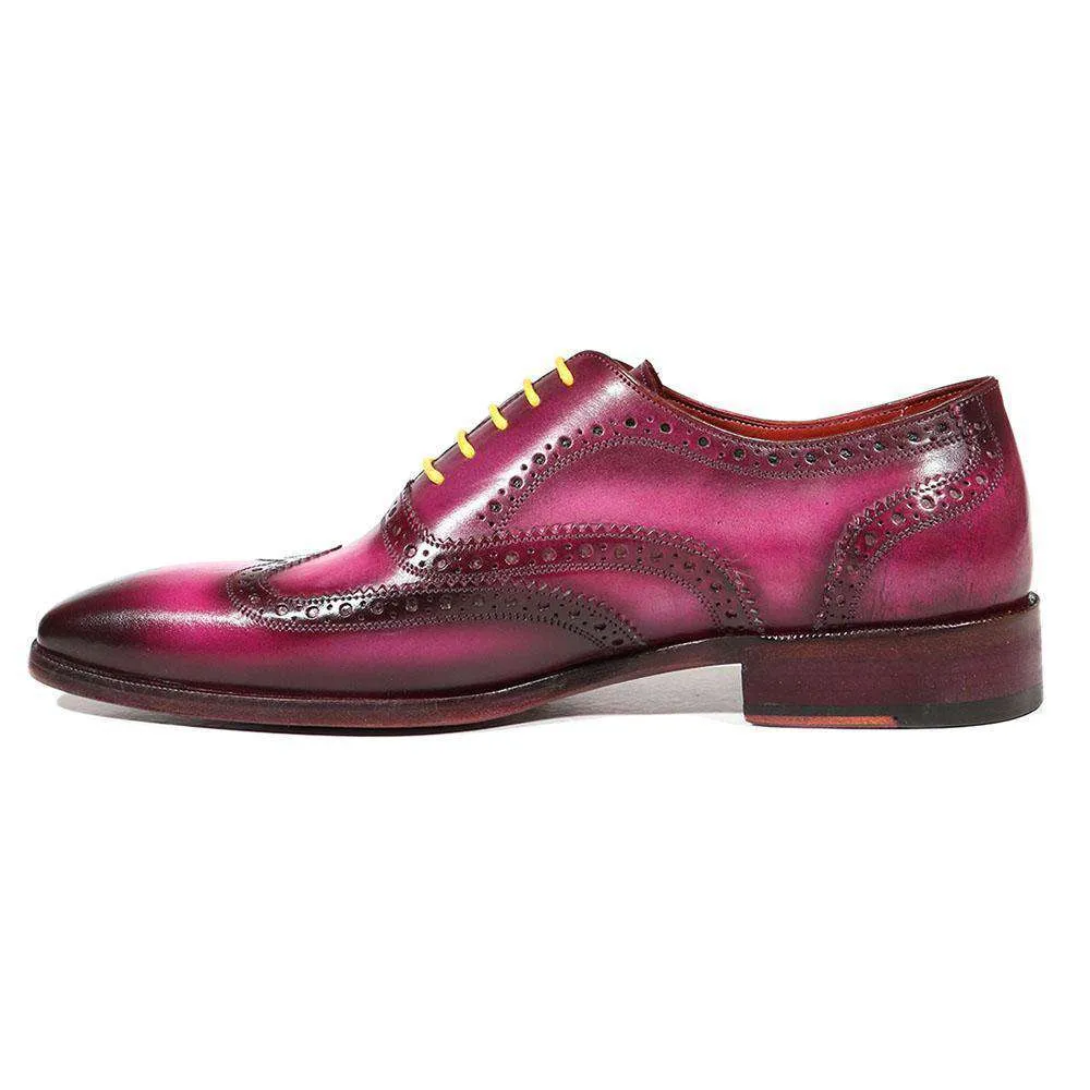 Paul Parkman Handmade Designer Shoes Men's Designer Shoes Wingtip Hand-Painted Lilac Oxfords (PM3012)