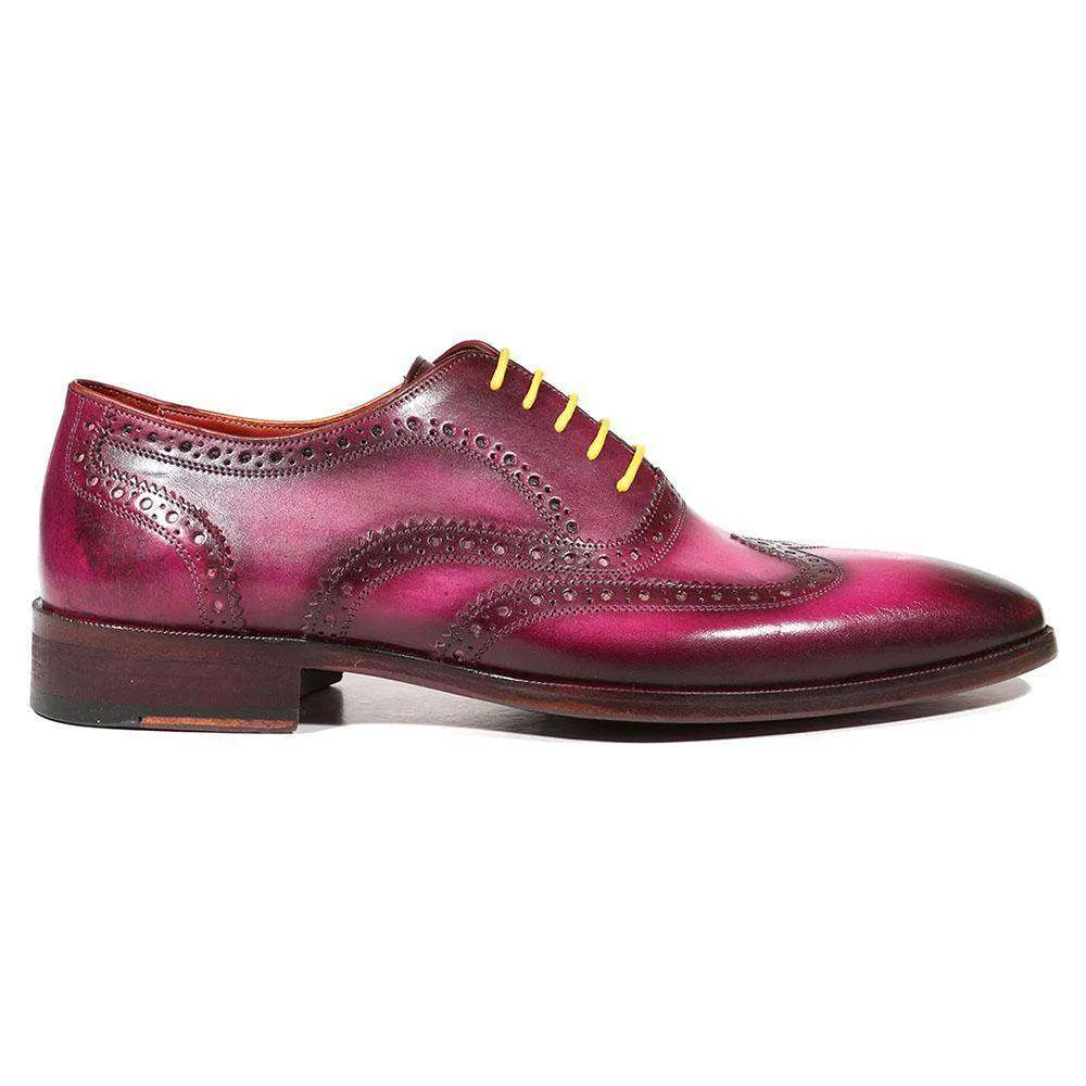 Paul Parkman Handmade Designer Shoes Men's Designer Shoes Wingtip Hand-Painted Lilac Oxfords (PM3012)