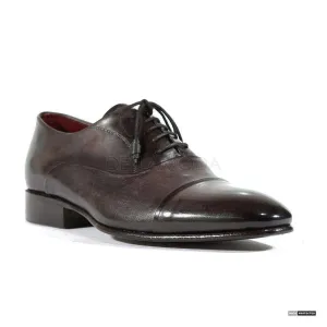 Paul Parkman Handmade Designer Shoes Men's Handmade Captoe Black & Gray Oxfords (PM1105)