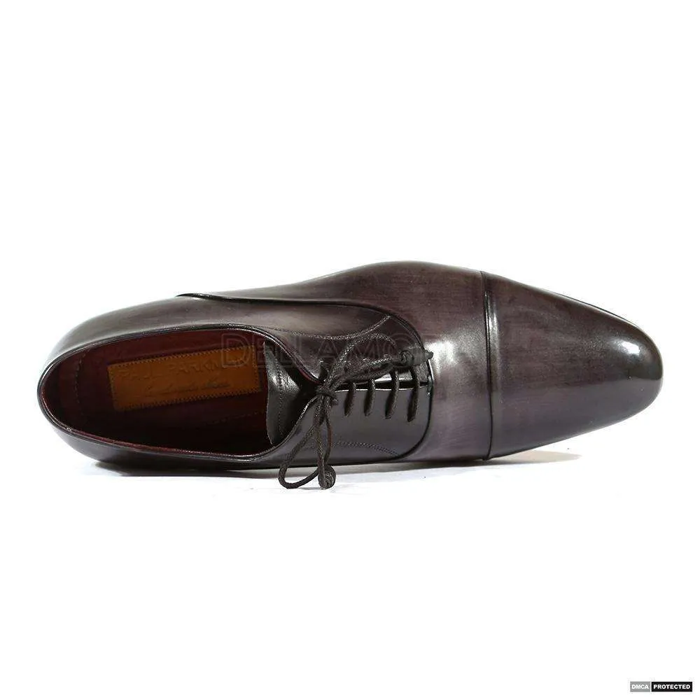 Paul Parkman Handmade Designer Shoes Men's Handmade Captoe Black & Gray Oxfords (PM1105)