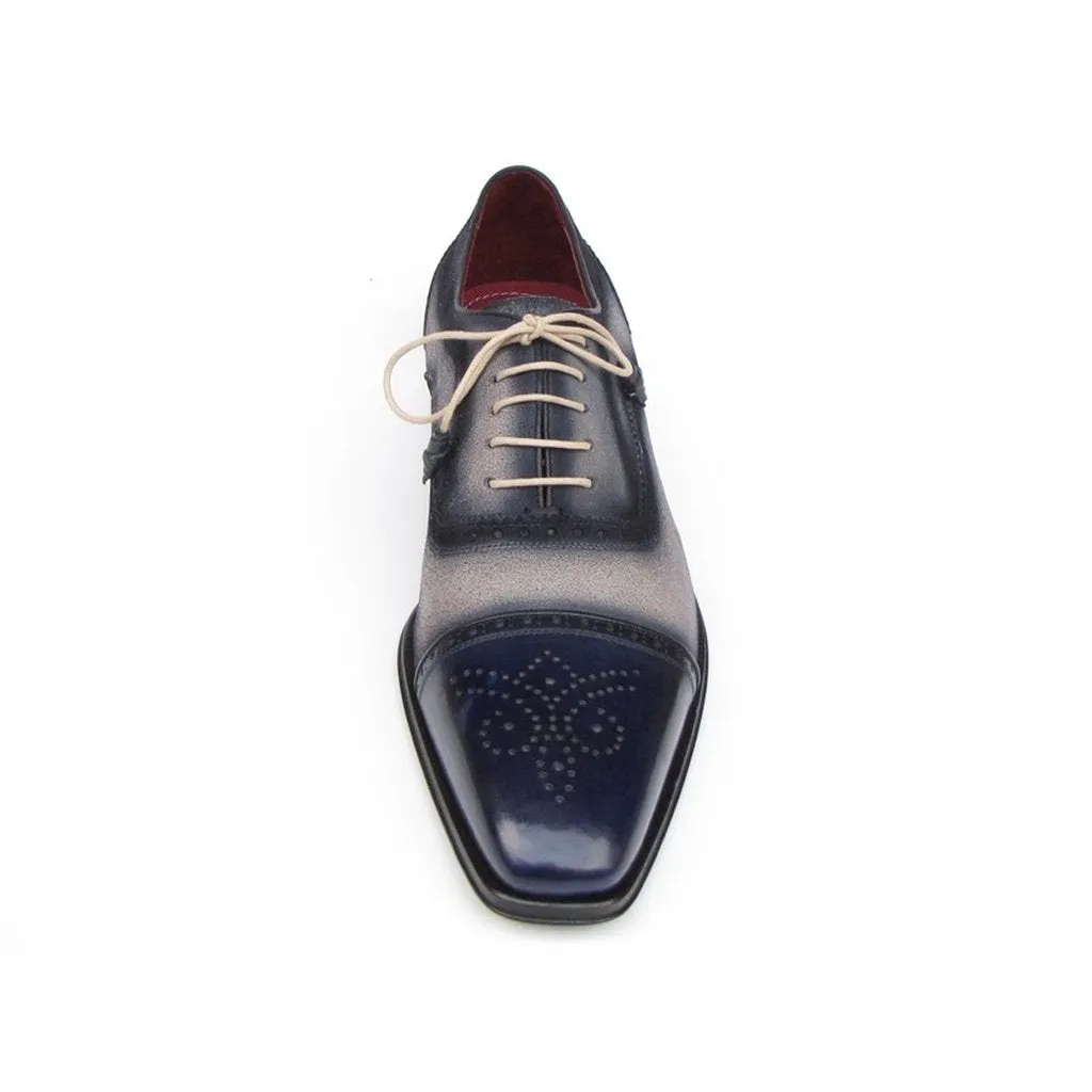 Paul Parkman Men's Captoe Oxfords - Navy / Beige  Suede Upper and Leather Sole (ID#024-BLS)