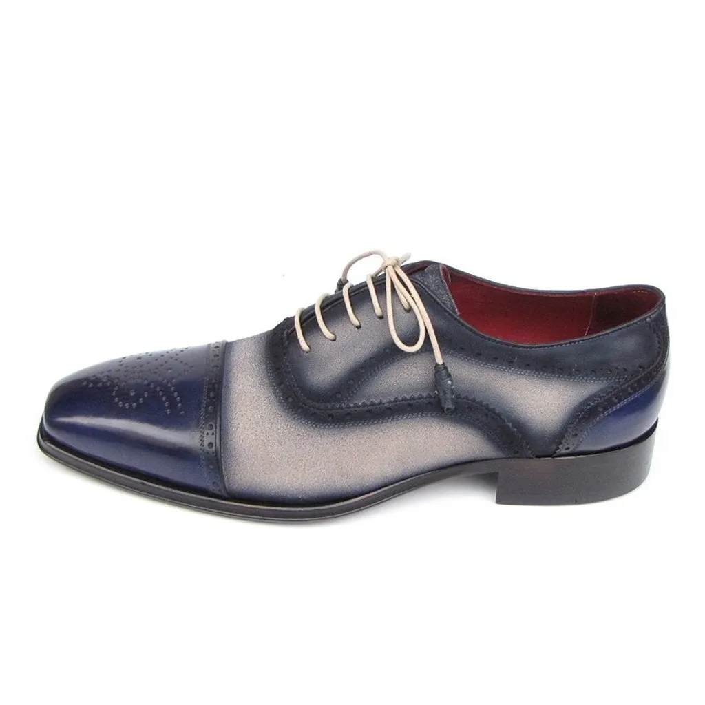Paul Parkman Men's Captoe Oxfords - Navy / Beige  Suede Upper and Leather Sole (ID#024-BLS)
