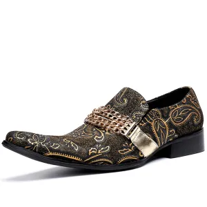 Pointed Low Top Men Oxford Shoes with Decoration