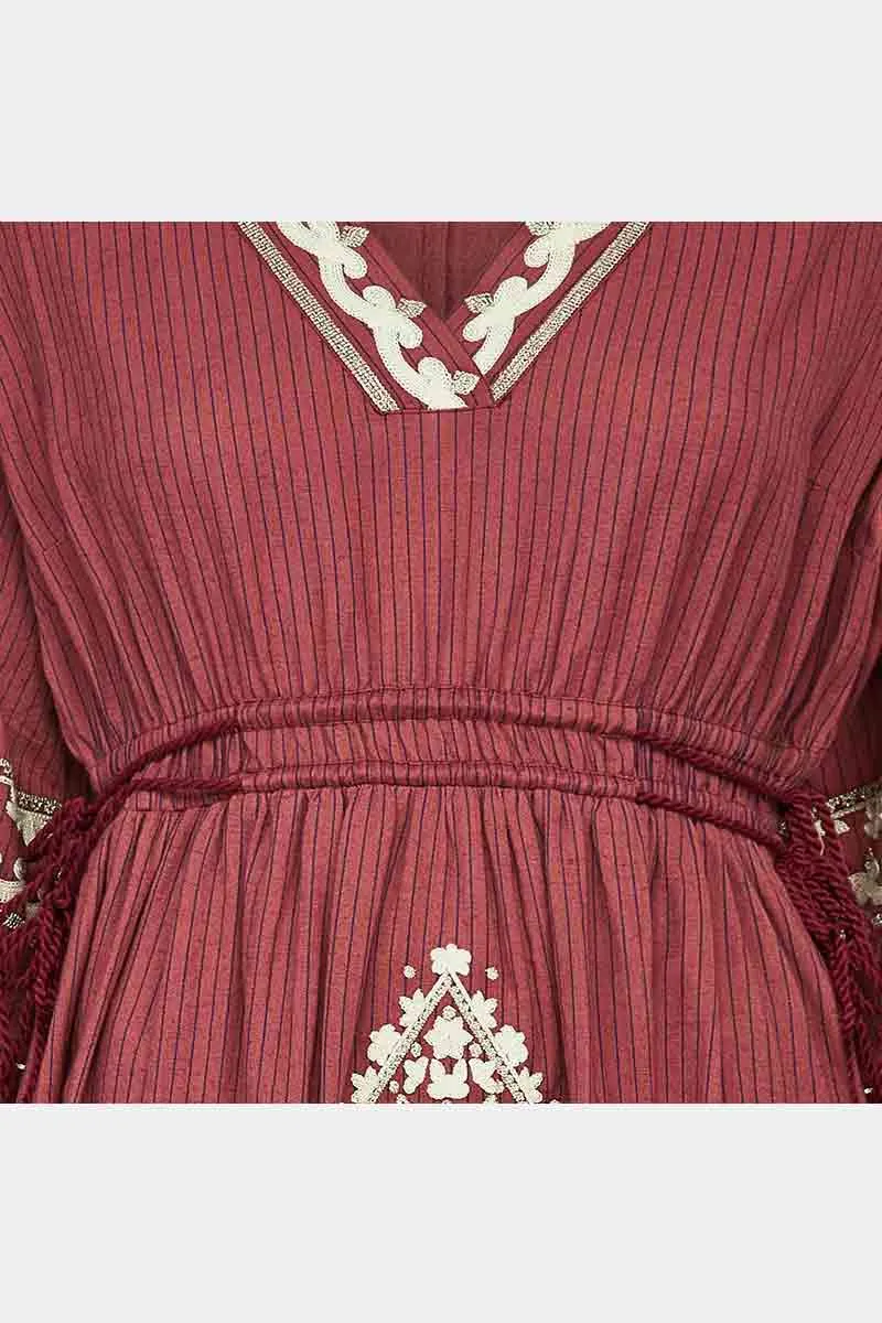 Reva Sangria BCI Cotton Embroidered Dress