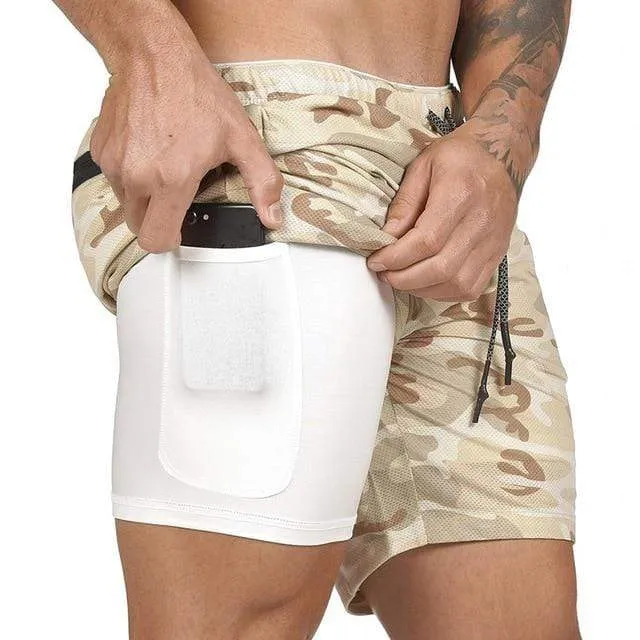 Running Shorts Men 2 in 1 Sports Jogging Fitness Shorts