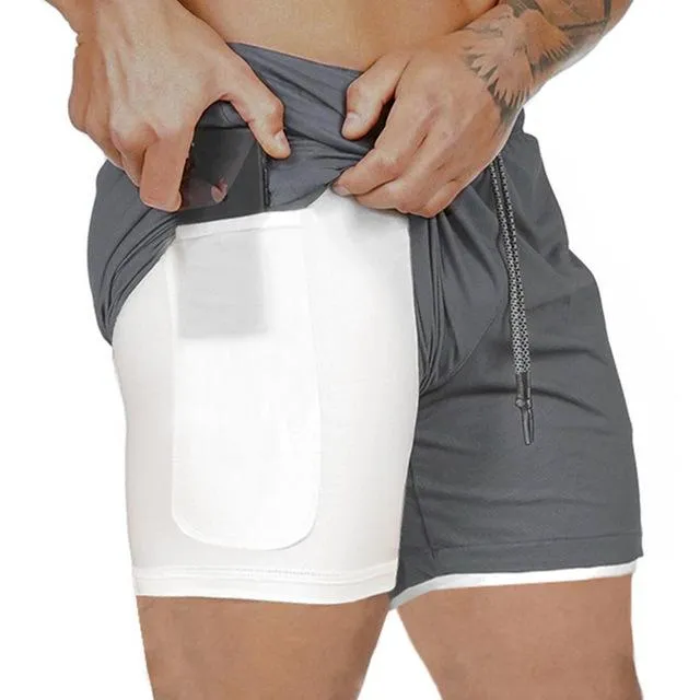 Running Shorts Men 2 in 1 Sports Jogging Fitness Shorts
