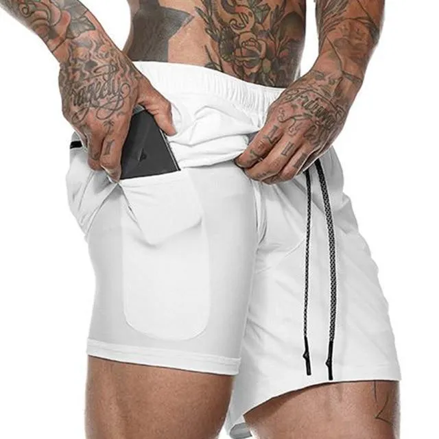 Running Shorts Men 2 in 1 Sports Jogging Fitness Shorts