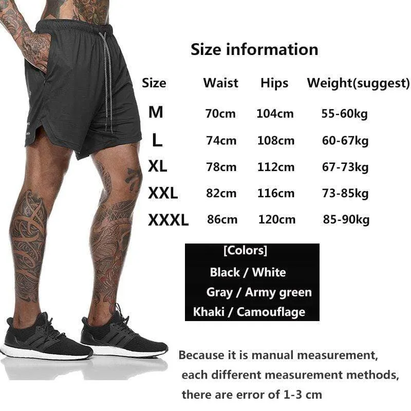 Running Shorts Men 2 in 1 Sports Jogging Fitness Shorts