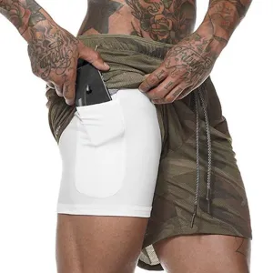 Running Shorts Men 2 in 1 Sports Jogging Fitness Shorts
