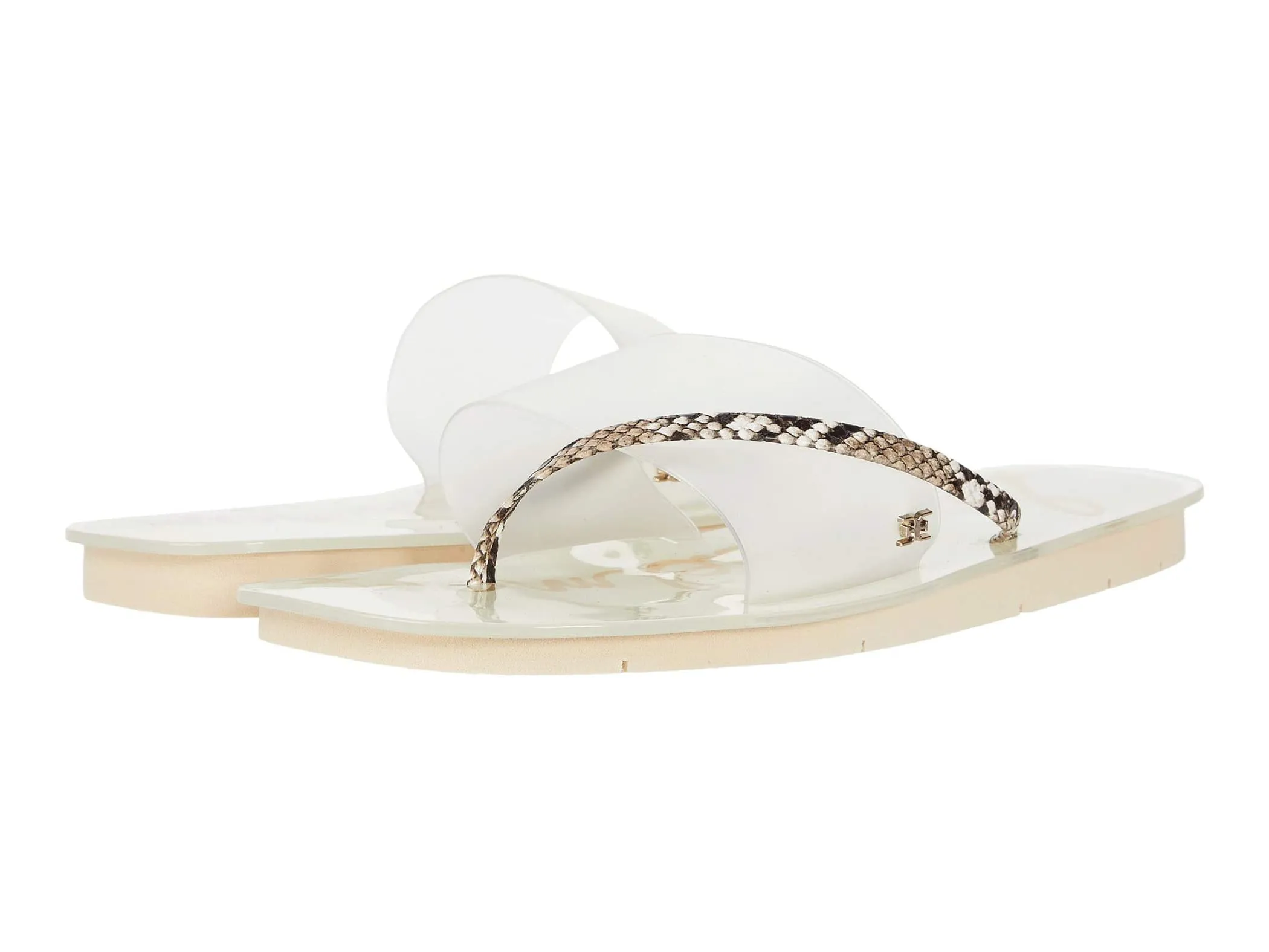 Sam Edelman Luciana Thong Slide Sandals Black White Rhinestone Flat Sandal