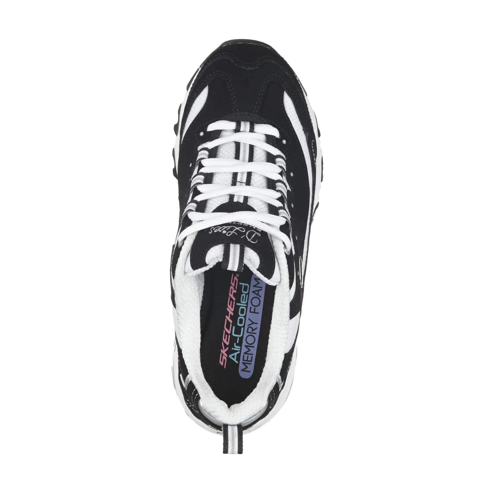 Skechers 11930 D'Lites Black White Lace Up Platform Trainers