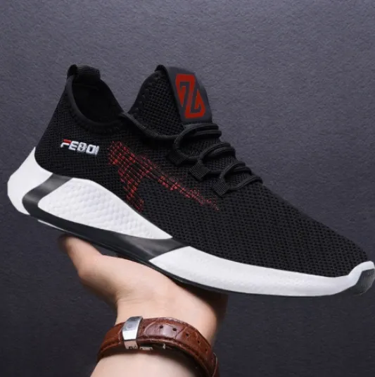 Sneakers New Sports Shoes Men's Breathable Casual Mesh Shoes Comfort Increase Lace-up Non-slip Low-top Running Shoes
