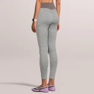 SOBEYO Legging Solid High Waisted Bubble Stretchable Fabric Gray