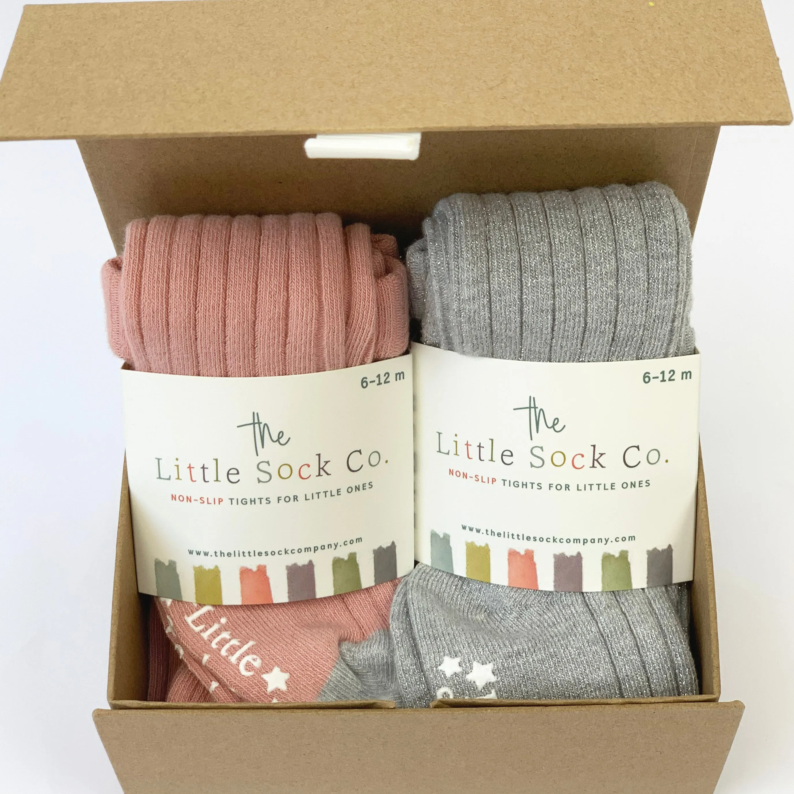 Tights Gift Set - Non-Slip, Ribbed Baby and Toddler Tights - 2 Pack
