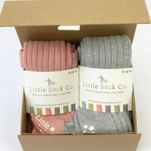Tights Gift Set - Non-Slip, Ribbed Baby and Toddler Tights - 2 Pack