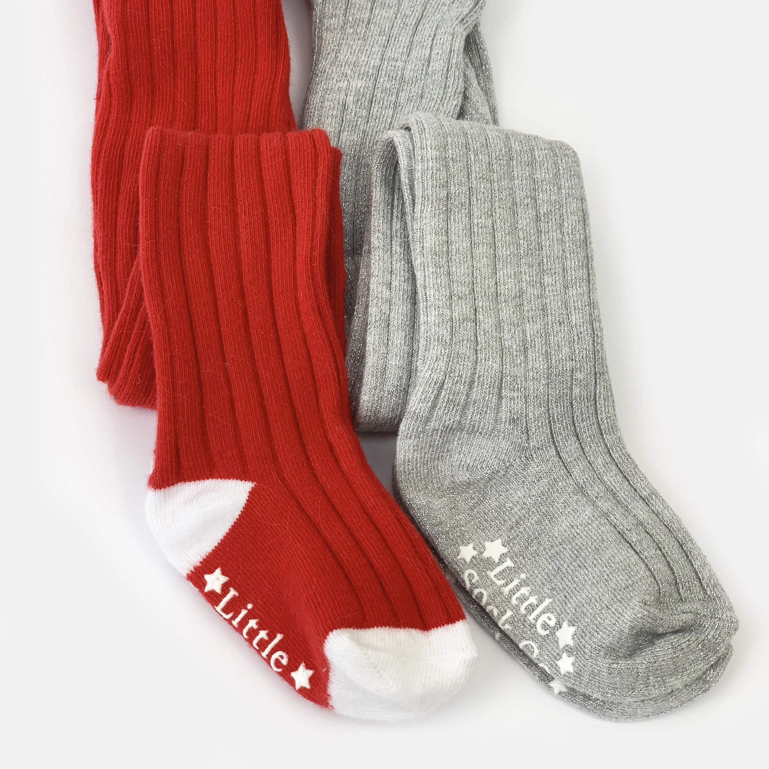 Tights Gift Set - Non-Slip, Ribbed Baby and Toddler Tights - 2 Pack