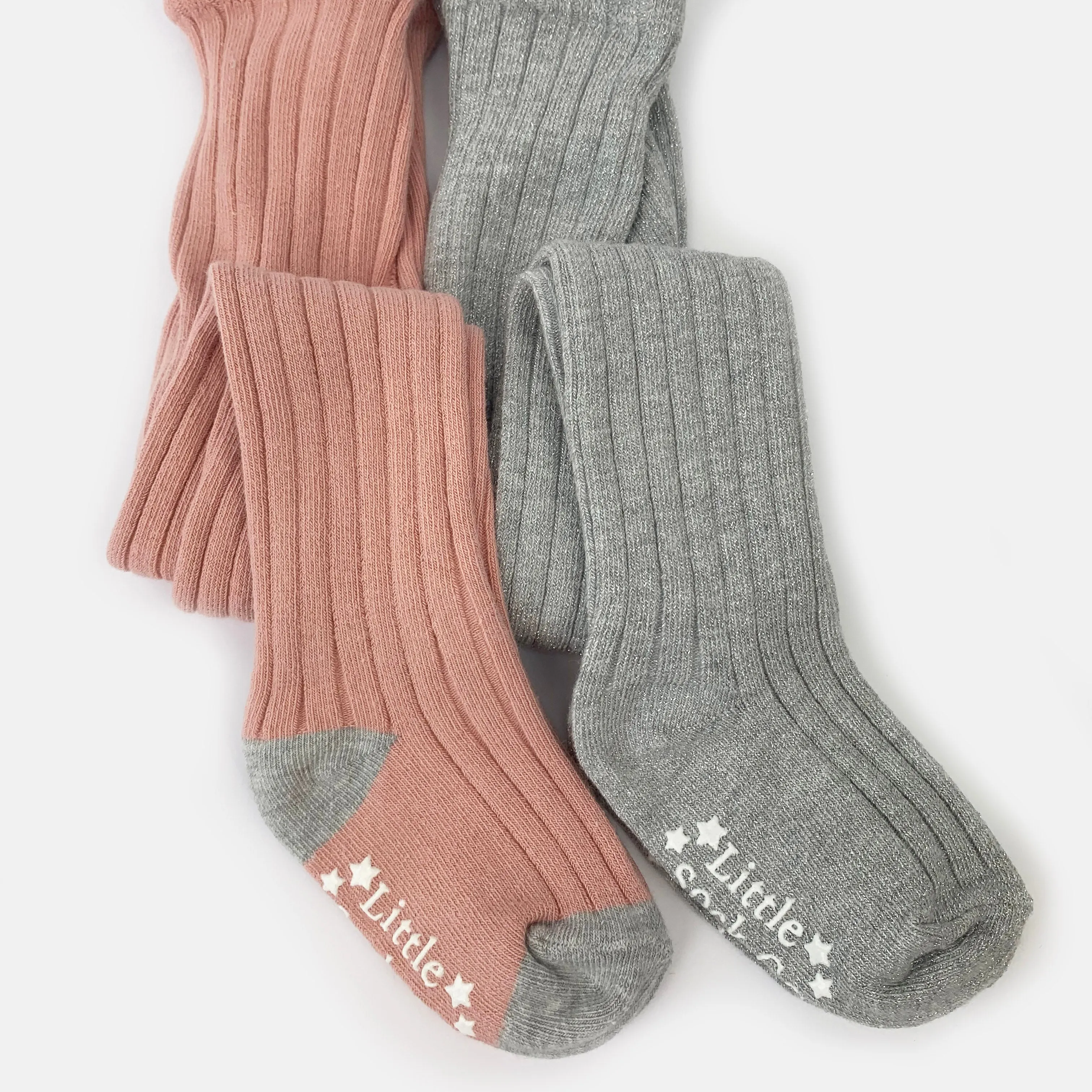 Tights Gift Set - Non-Slip, Ribbed Baby and Toddler Tights - 2 Pack