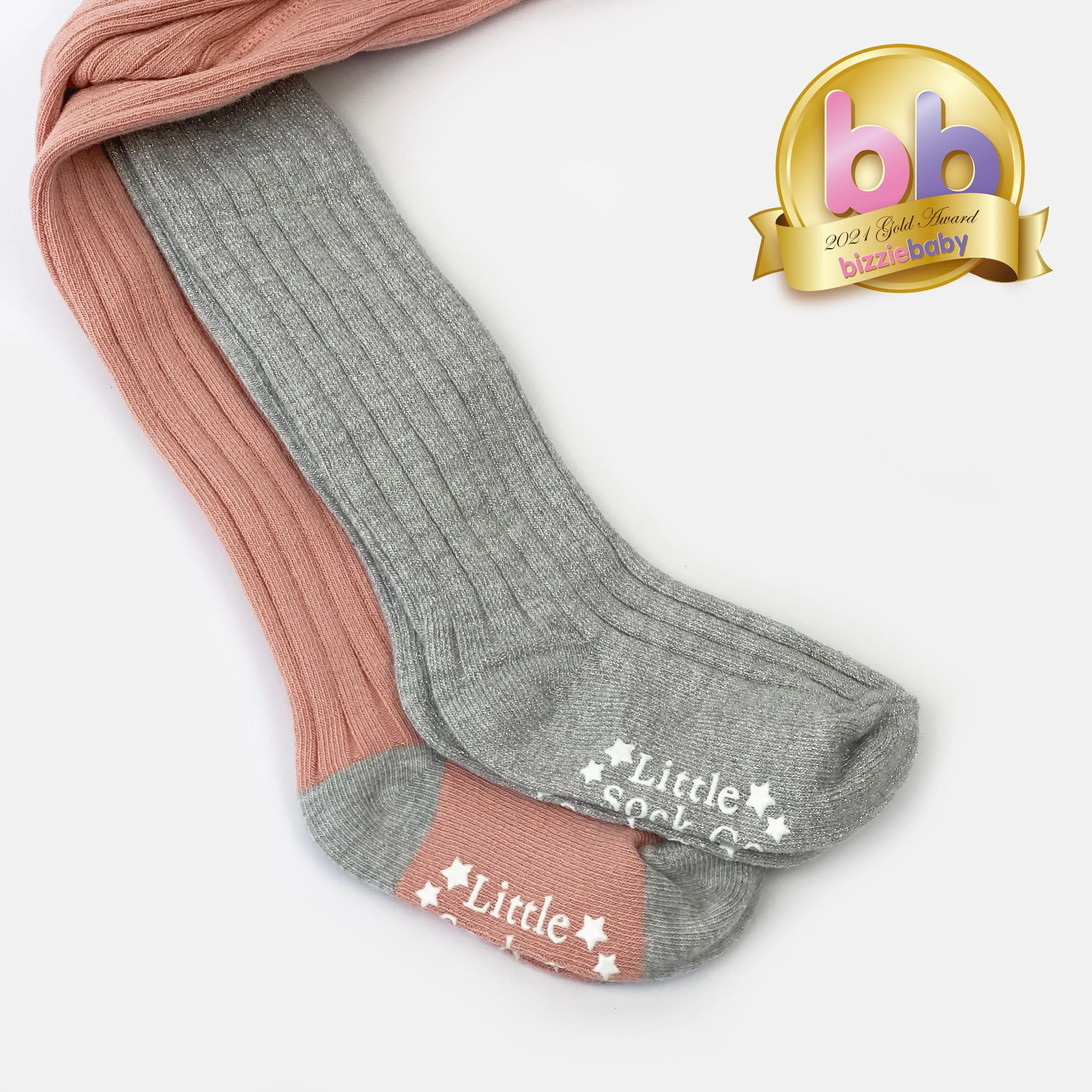 Tights Gift Set - Non-Slip, Ribbed Baby and Toddler Tights - 2 Pack