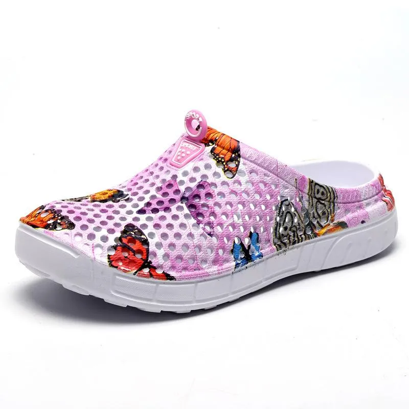 Women summer beach flower printed antiskid comfortable slide sandals