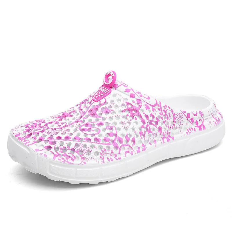 Women summer beach flower printed antiskid comfortable slide sandals