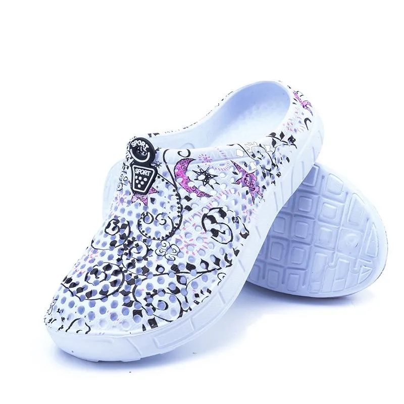 Women summer beach flower printed antiskid comfortable slide sandals