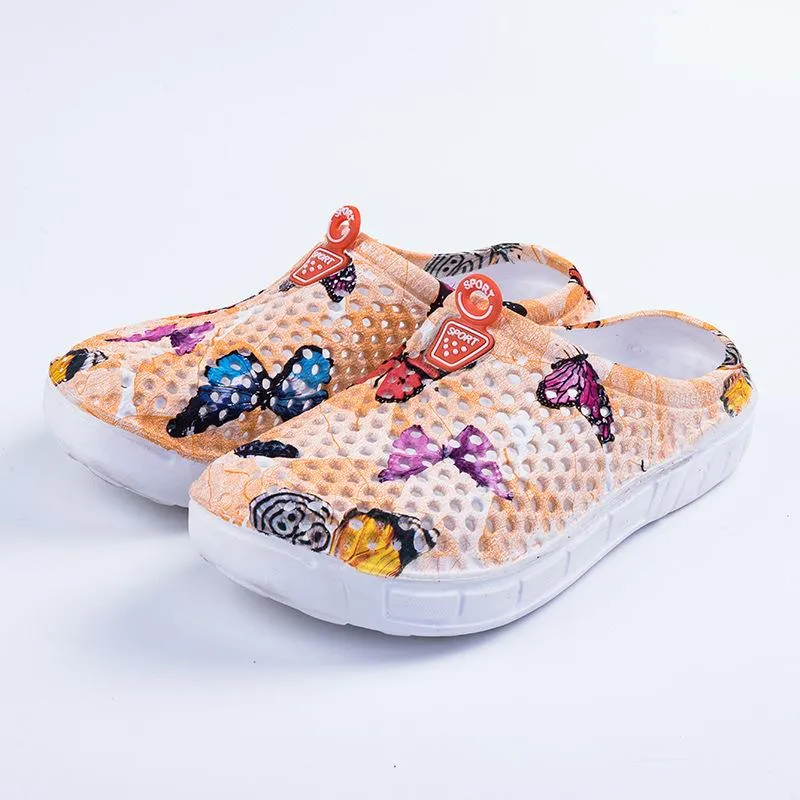 Women summer beach flower printed antiskid comfortable slide sandals