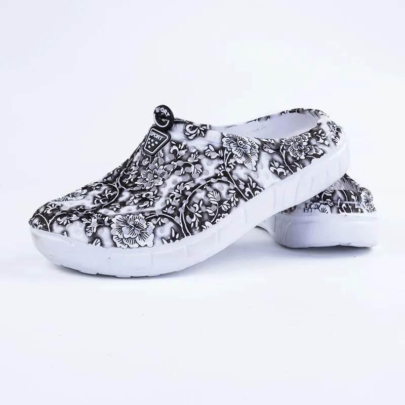 Women summer beach flower printed antiskid comfortable slide sandals